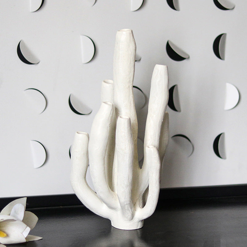 Modern Ceramic Cactus Ornament – Minimalist Home Décor Sculpture