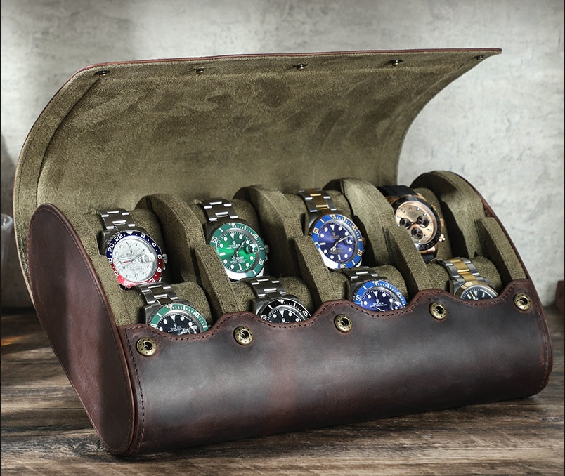 Vintage Leather Watch Travel Case – Protective Watch Storage Box