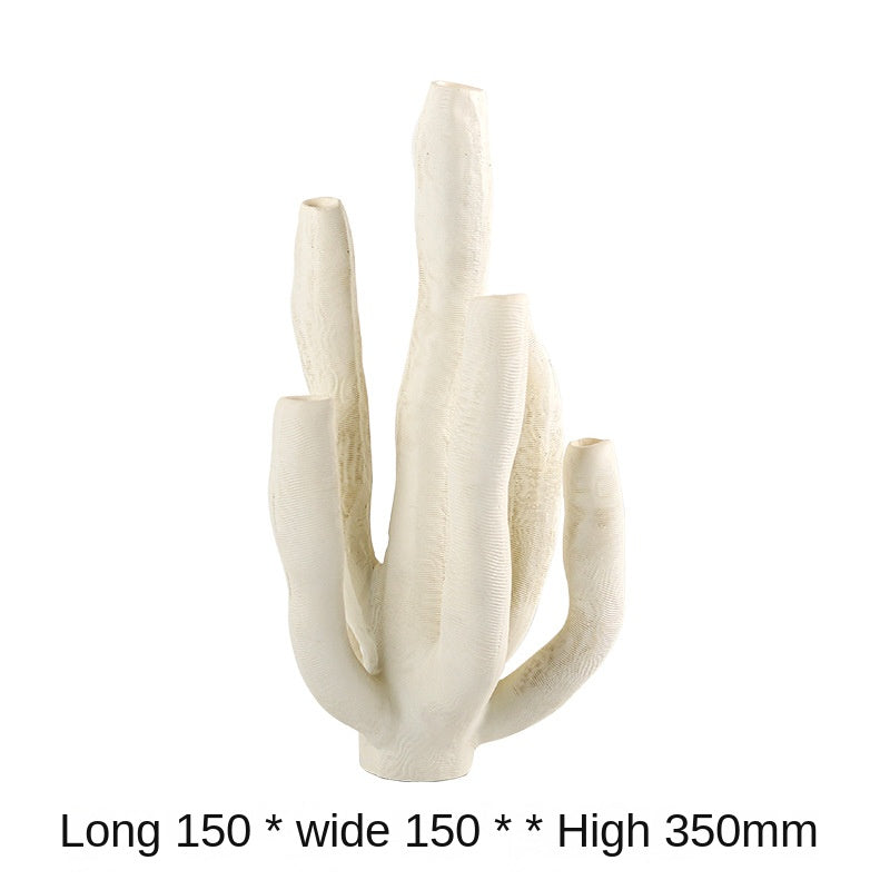 Modern Ceramic Cactus Ornament – Minimalist Home Décor Sculpture