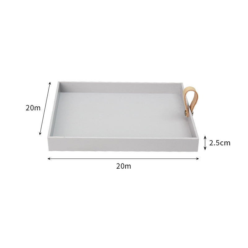 Creative Square PU Leather Carry Handle Tray Living Room Entrance Cosmetics Miscellaneous Small Objects Desktop Storage Tray Storage Tray