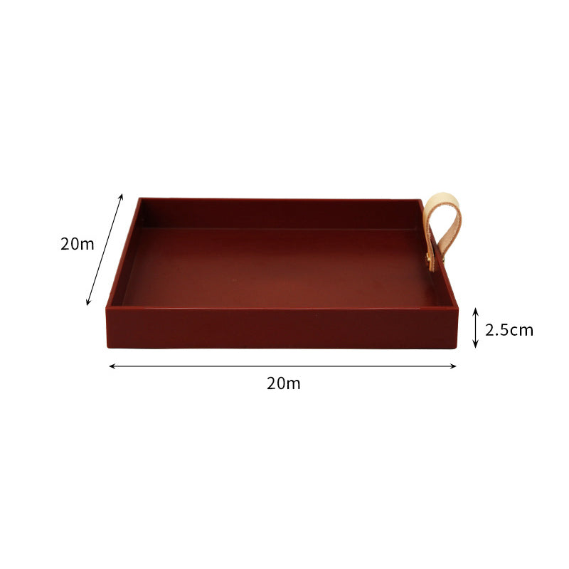 Creative Square PU Leather Carry Handle Tray Living Room Entrance Cosmetics Miscellaneous Small Objects Desktop Storage Tray Storage Tray
