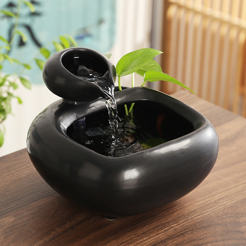 Zen Tabletop Water Fountain with Planter – Indoor Relaxation Décor