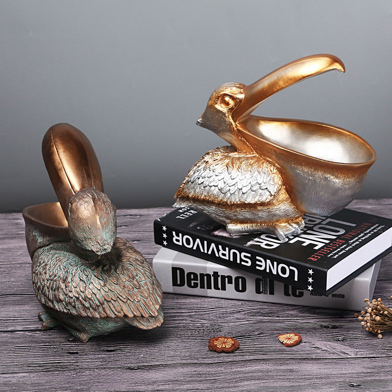 Elegant Pelican Storage Bowl – Decorative Resin Organizer