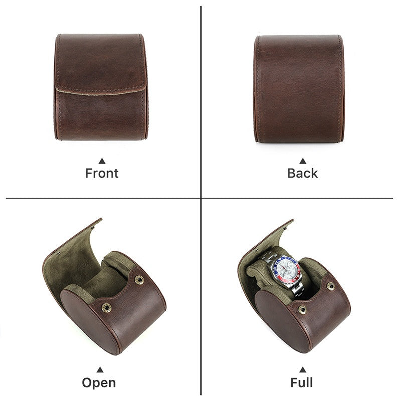 Vintage Leather Watch Travel Case – Protective Watch Storage Box