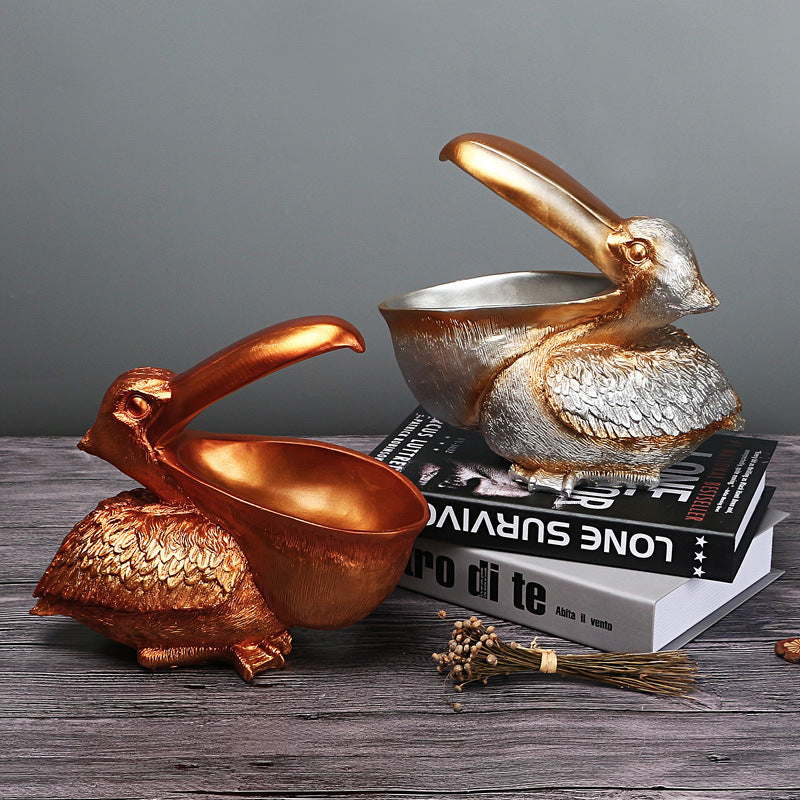 Elegant Pelican Storage Bowl – Decorative Resin Organizer