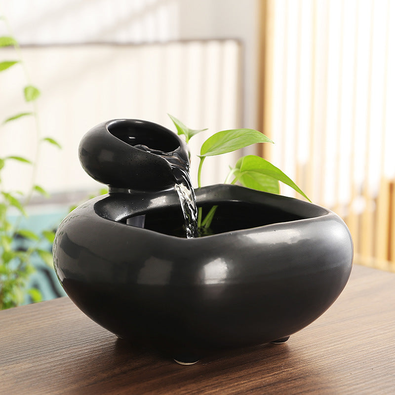 Zen Tabletop Water Fountain with Planter – Indoor Relaxation Décor
