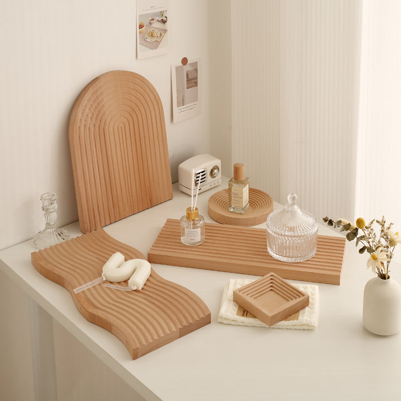 Creative Cake Tray Solid Wood Insulated Wooden Coaster Coffee Tray Wooden Bread Board Ins Ornaments Photo Props