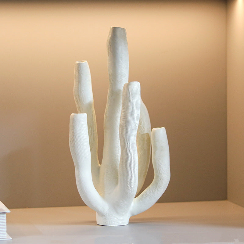 Modern Ceramic Cactus Ornament – Minimalist Home Décor Sculpture
