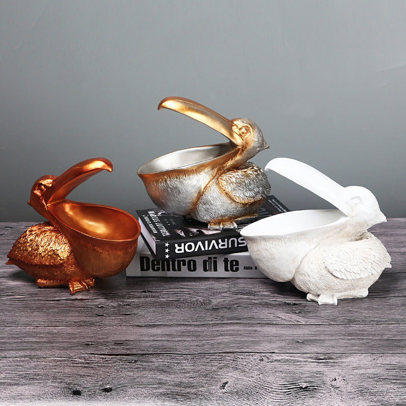 Elegant Pelican Storage Bowl – Decorative Resin Organizer