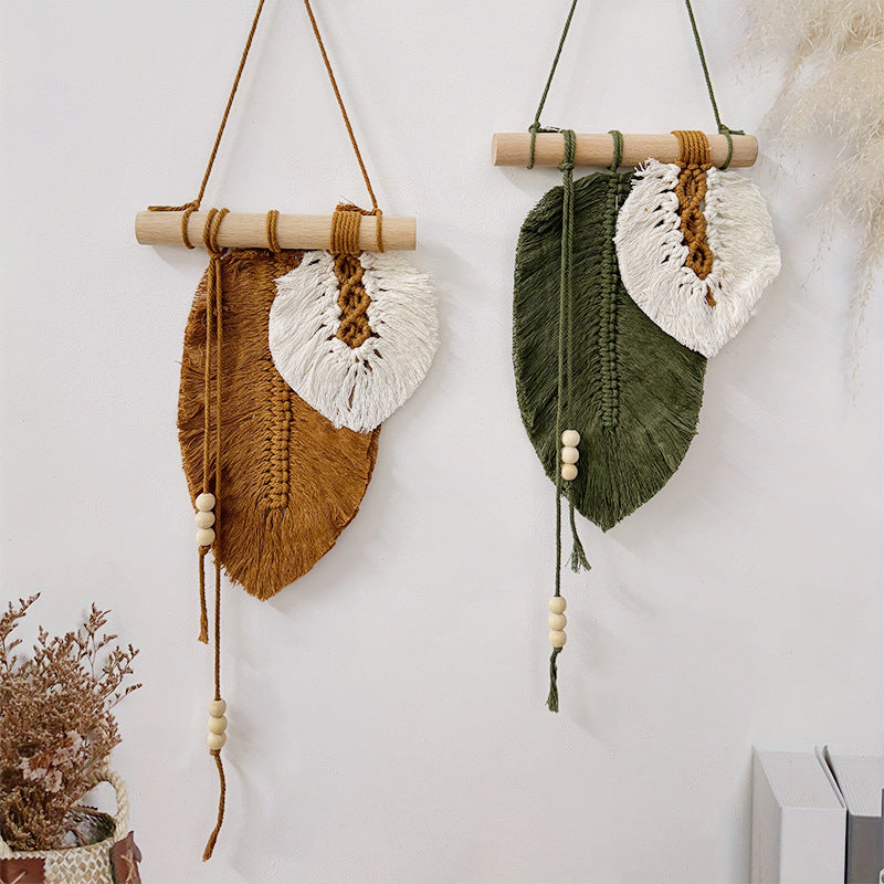 Boho Leaf Macramé Wall Hanging – Handwoven Home Décor