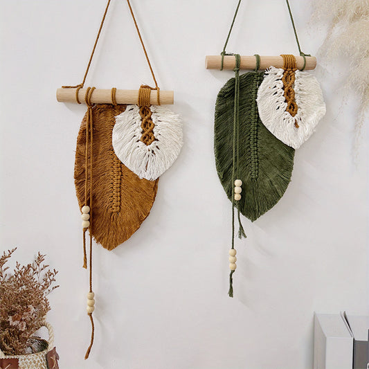 Boho Leaf Macramé Wall Hanging – Handwoven Home Décor