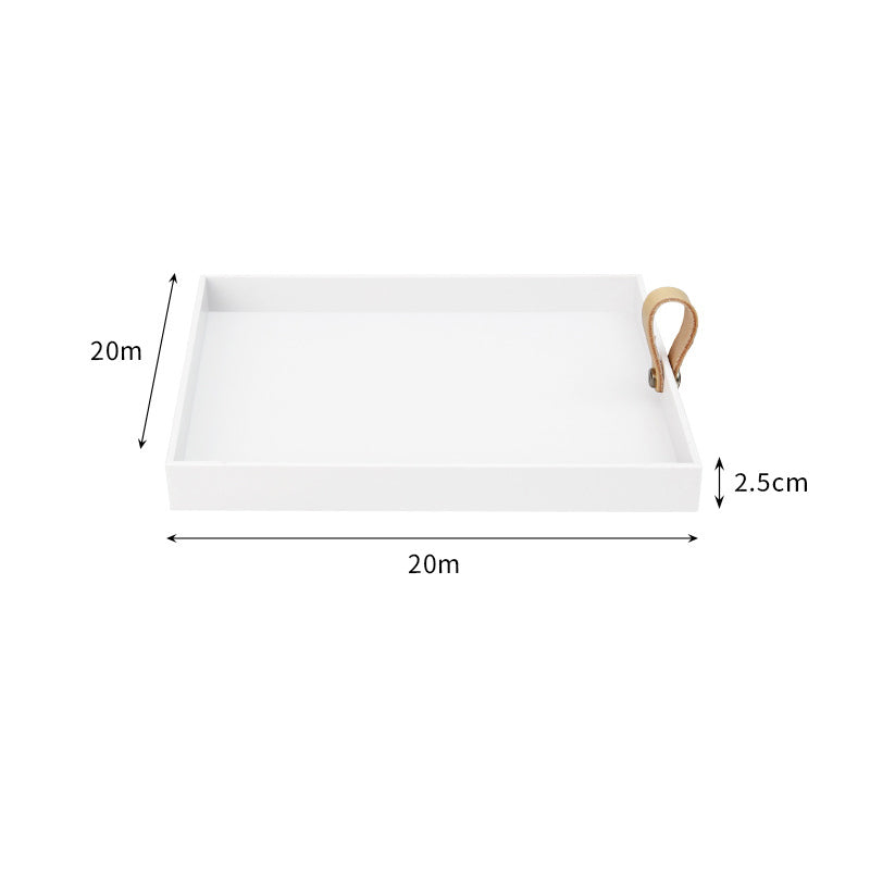 Creative Square PU Leather Carry Handle Tray Living Room Entrance Cosmetics Miscellaneous Small Objects Desktop Storage Tray Storage Tray