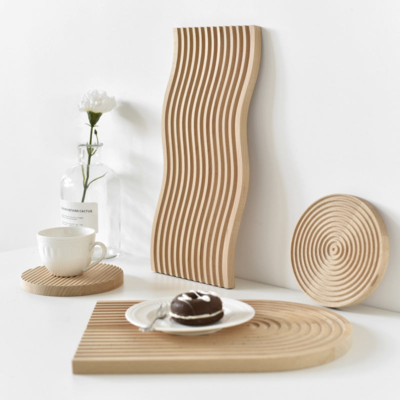 Creative Cake Tray Solid Wood Insulated Wooden Coaster Coffee Tray Wooden Bread Board Ins Ornaments Photo Props