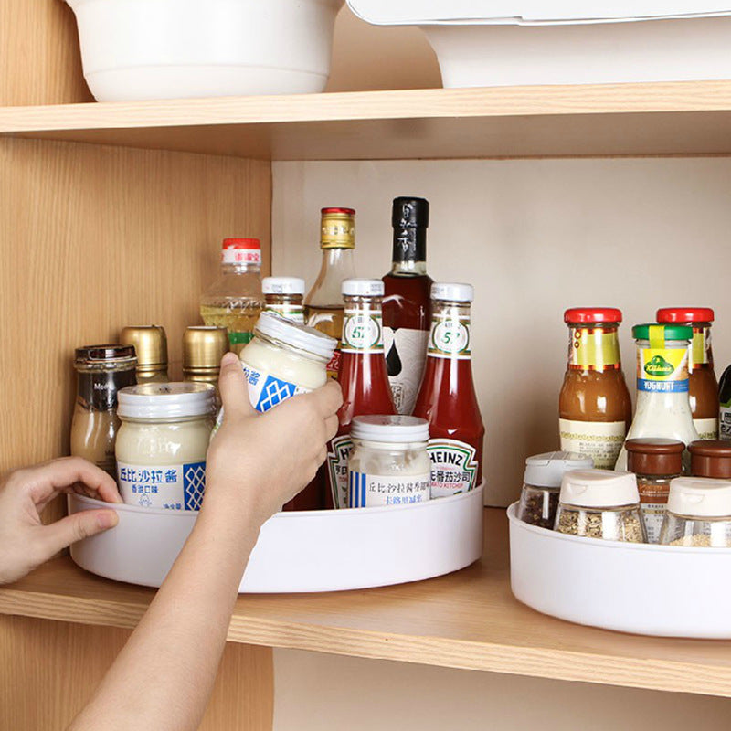 Rotating Seasoning Tray Storage Rack Kitchen Storage Artifact Desktop Multifunctional Anti-Skid Storage Tray Double Layer Rotary Table Round