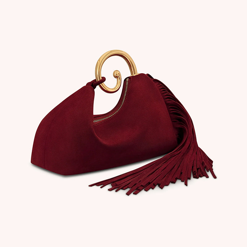 Vintage Fringe Crescent Handbag – Boho Faux Suede Shoulder Bag