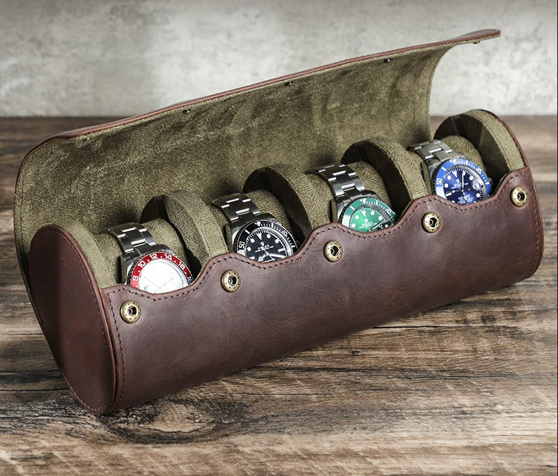 Vintage Leather Watch Travel Case – Protective Watch Storage Box