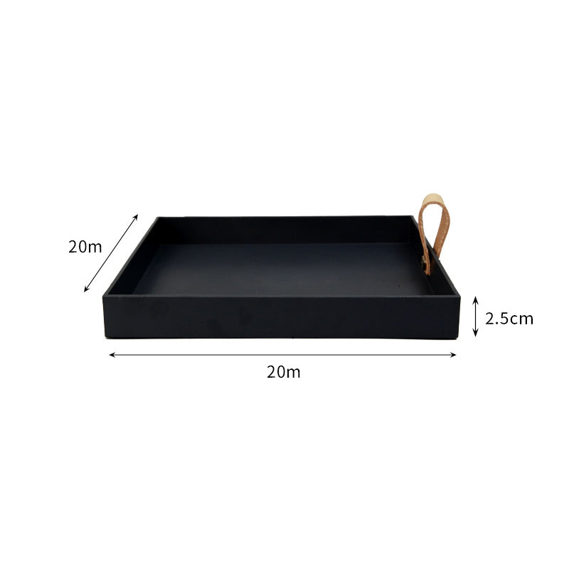 Creative Square PU Leather Carry Handle Tray Living Room Entrance Cosmetics Miscellaneous Small Objects Desktop Storage Tray Storage Tray