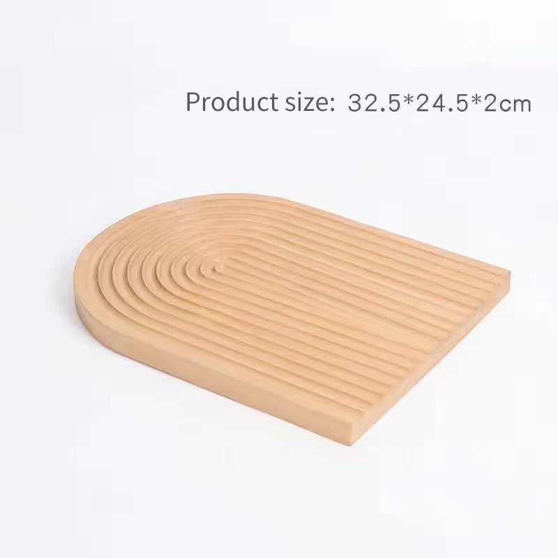 Creative Cake Tray Solid Wood Insulated Wooden Coaster Coffee Tray Wooden Bread Board Ins Ornaments Photo Props