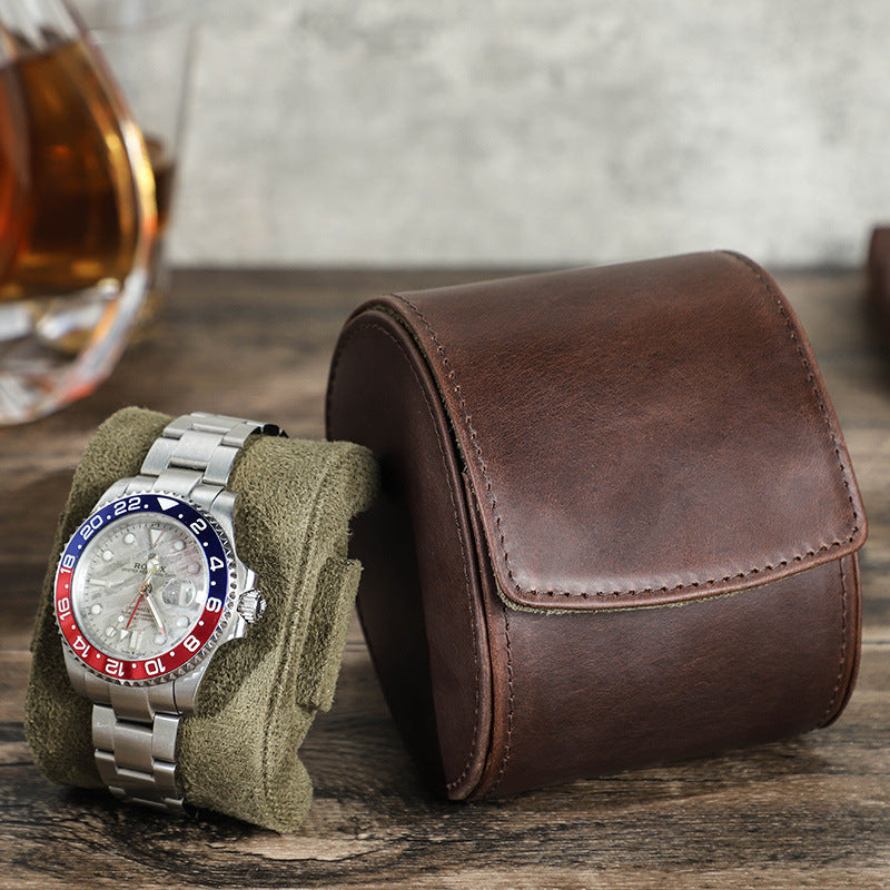 Vintage Leather Watch Travel Case – Protective Watch Storage Box