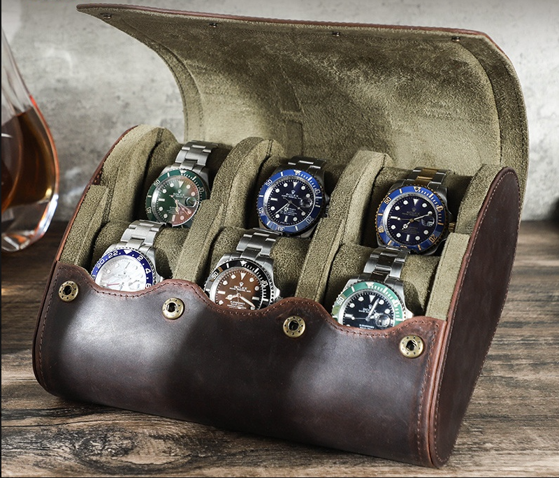 Vintage Leather Watch Travel Case – Protective Watch Storage Box