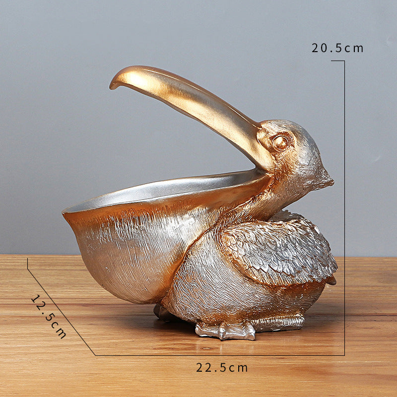 Elegant Pelican Storage Bowl – Decorative Resin Organizer