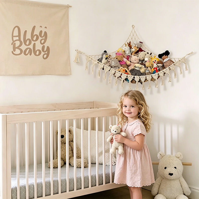 Baby Toy Storage Hammock – Soft Plush Animal Organizer for Nursery