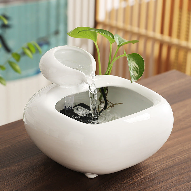 Zen Tabletop Water Fountain with Planter – Indoor Relaxation Décor