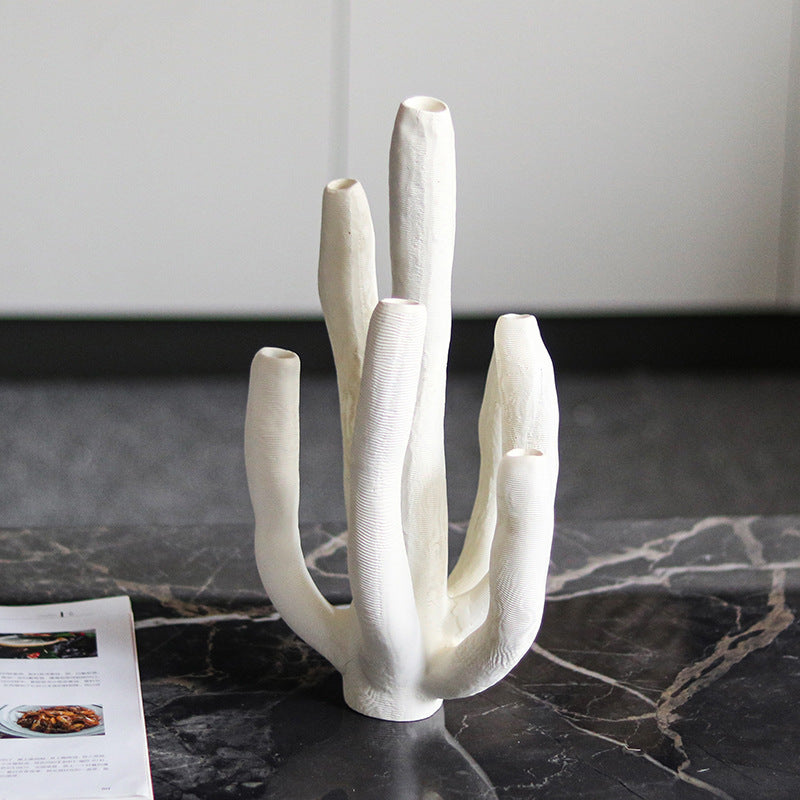 Modern Ceramic Cactus Ornament – Minimalist Home Décor Sculpture