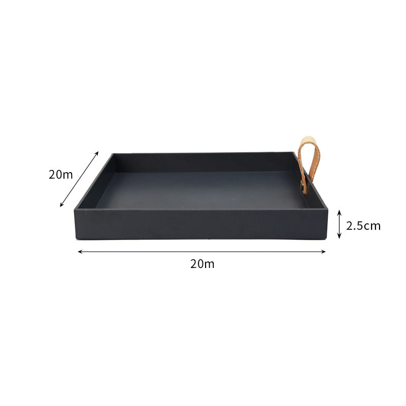 Creative Square PU Leather Carry Handle Tray Living Room Entrance Cosmetics Miscellaneous Small Objects Desktop Storage Tray Storage Tray