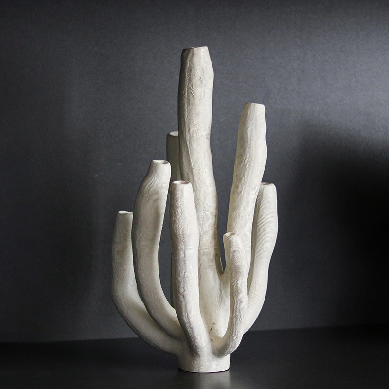 Modern Ceramic Cactus Ornament – Minimalist Home Décor Sculpture