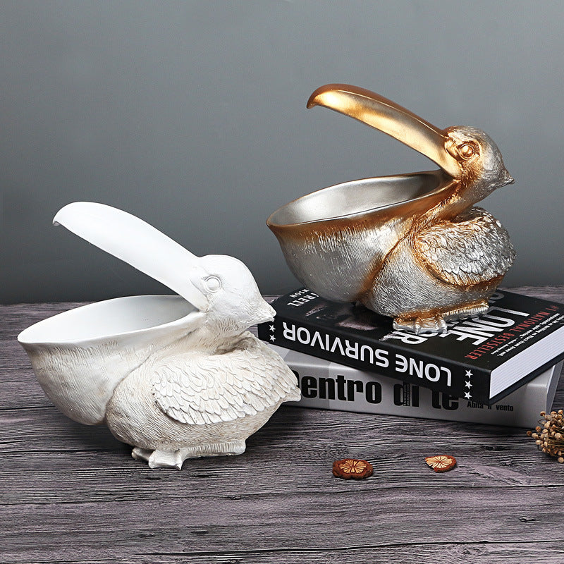 Elegant Pelican Storage Bowl – Decorative Resin Organizer