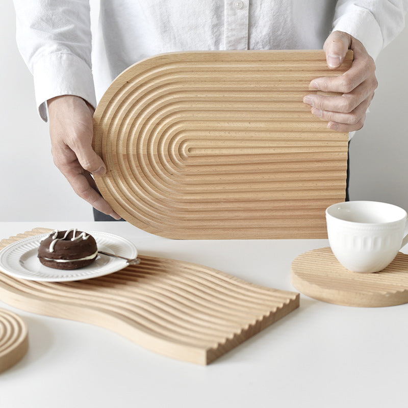 Creative Cake Tray Solid Wood Insulated Wooden Coaster Coffee Tray Wooden Bread Board Ins Ornaments Photo Props